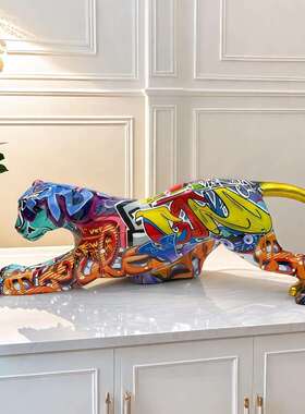 电跨境热销金尾巴豹子动物摆玄件ZY373905树脂工艺品客厅视柜关办