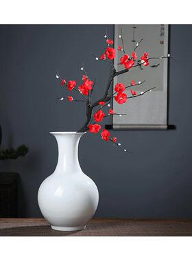 景德镇陶瓷全白色插花小花瓶赏瓶瓷器客厅居家摆件样板间中式装饰