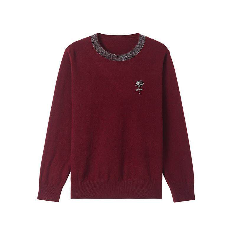 鄂尔多斯市羊绒打底衫女圆领宽松本命年上衣加厚红色毛衣秋冬大码,淘宝优惠券,粉丝福利购,淘宝优惠卷