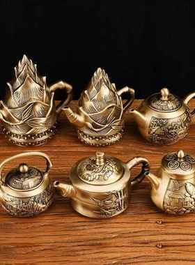 厂家铜壶摆件铜茶壶山水壶家居摆件