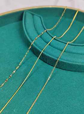 18K金项链素链金链子女细钛钢不掉色单链镀金色裸链锁骨链条配饰