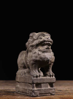 厂家批发仿古石雕山西青石风化老皮狮子中式复古摆设文玩收藏装饰