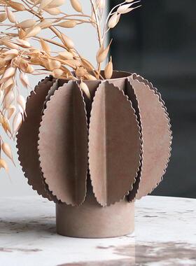 复古简约做旧花摆件创意样宿板房民酒OMJ店百几何抽象叶花瓶器装