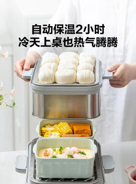 北电蒸锅家用新款多功鼎能521双不锈钢钮基础款大容量蒸旋炖锅层G