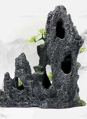 鱼缸造景石头假山天然树脂造景仿真石头用品龟鱼缸装饰水族箱