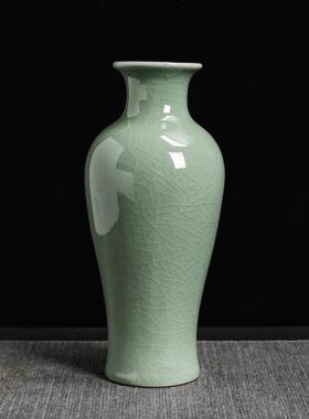 高档哥窑开花片瓶冰釉陶瓷花器干燥花插水培器皿客厅电视柜花家裂