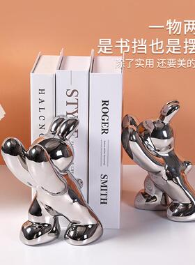 奶油风兔子书档桌客面品书柜居装BJ1894饰家摆件厅玄关柜简约摆设