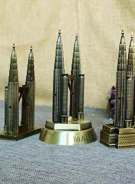合金纽约双子塔双子座大模型纪念物电镀做工精细  楼旅模游纪念双
