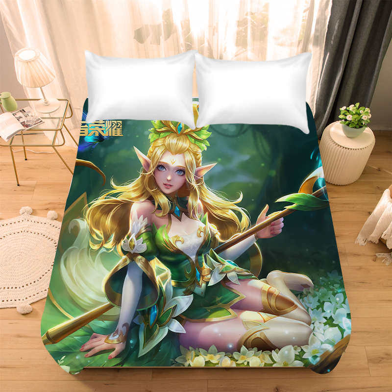 王者荣耀水晶王者荣耀水晶绒床单男生宿舍儿童冬季加厚床单游戏卡通床上用品