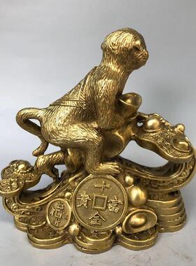 新款直销黄铜猴摆件十二生肖猴黄铜如意猴元宝猴金钱猴摆件黄铜工