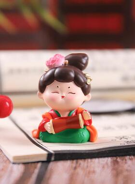 国潮风工唐环仕女小摆件古风唐仕女桌1056-2面复古装号饰品小树脂