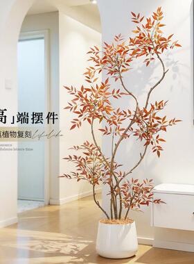彷真南天竹红色假绿植室内沙发旁边装饰大型落地摆件高端彷生植物