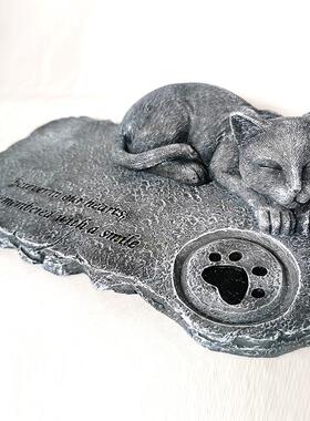 卡通小猫咪狗摆件树脂宠物纪念墓碑花园雕像工艺品公仔创意立体