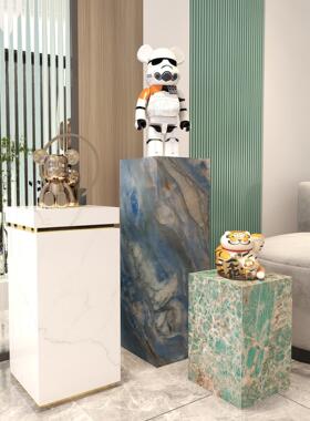 岩板花架落地石柱玄关摆件雕塑展示台客厅电视柜旁装饰大理石底座