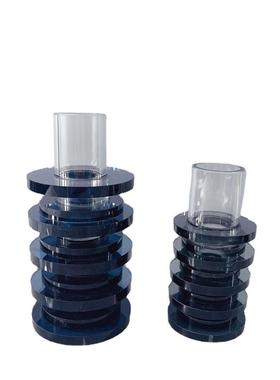 简约现代几装黑何形Z09173-4蓝灰色色水晶摆件售楼处软饰品茶桌面