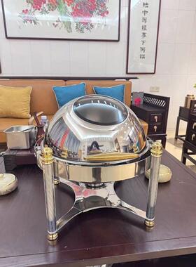 镀金不锈钢保温餐炉商用布菲炉酒店电加热长方形全镀金酒精炉
