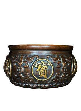 古董古玩仿古铜加厚仿古铜摆件聚保盆文玩乡下收老物件