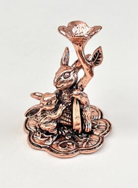 水晶球工艺品底座球托蛋雕金属子母兔摆件古董古铜欧式古董做旧