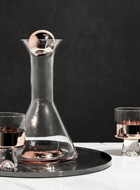 轻奢玻璃醒酒杯具托盘套装摆件现代简约家居酒柜样板房桌面软装