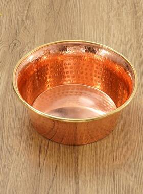 藏式红铜锤纹水盆水财神供水碗圣水杯家用室内桌面供奉平底摆件