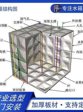 组合式304不锈钢消防水箱生活储水箱不锈钢水塔304不锈钢水箱