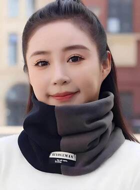 围脖女款2025新款冬季加绒加厚护颈脖套保暖骑行防寒头套围巾套装