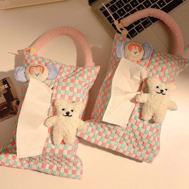 车载纸巾盒中控台韩系奶油风布艺抽纸盒挂式可爱车载椅背收纳袋汽,淘宝优惠券,粉丝福利购,淘宝优惠卷