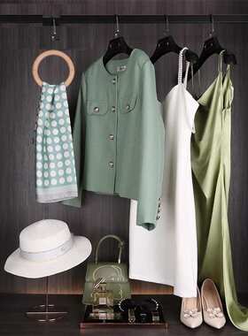 主题衣服软样板间摆件装饰品装现代绿色间简约衣帽软