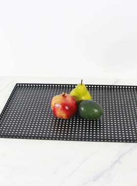 现代简约镂空托盘长方形黑色金属客厅茶几茶盘装饰摆件软装饰品