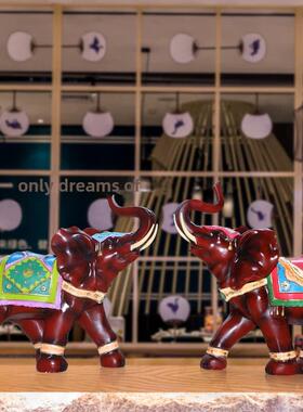 泰式大象招财饰品一对，中式开业礼品，客厅会所，酒店办公室工艺