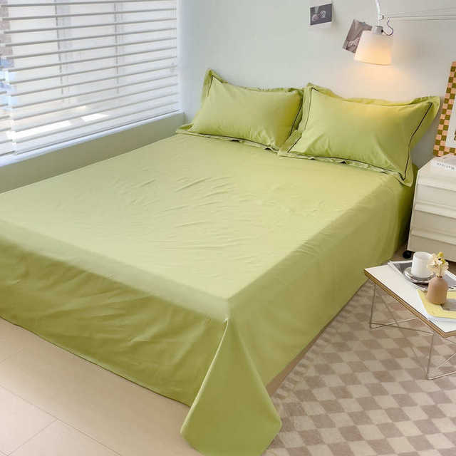 Solid color pure cotton bed sheets single piece spring and autumn simple dormitory women thickened plain color 100 full cotton quilt single pillowcase three piece set 3