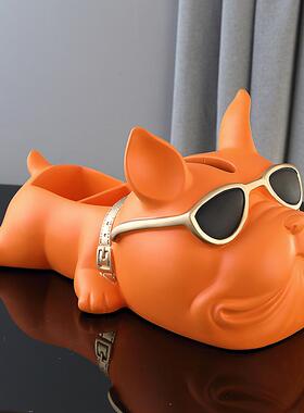 欧奢轻客厅装饰摆件抽纸巾盒505家居饰北品茶几电视柜创意法斗狗