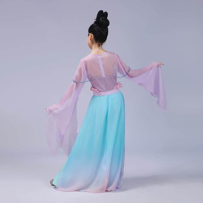高档儿童古舞演服女童典中国风汉唐舞蹈服仙气出演飘逸纱衣喇叭袖,淘宝优惠券,粉丝福利购,淘宝优惠卷