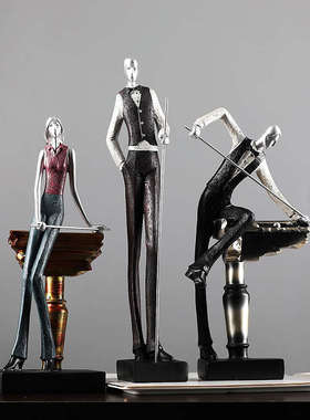 打台球会所摆件雕塑复古装饰品家居酒柜酒吧办公室高尔夫工艺品