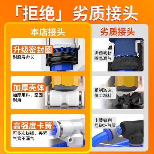 货车气管快速接头PU直通PE三通气动PG变径快插对接汽配件6/8/10mm - 图1
