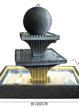 高档流水泉景鱼缸风水球酒店大堂花喷园水装水饰幕墙景观摆件开业