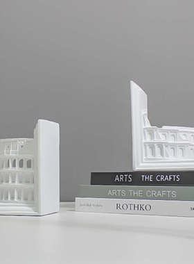 简约艺术罗马残墙书靠书档样板房售楼处客厅书房书桌书柜软装饰品