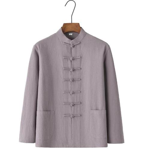 正品中季棉女麻长短袖式国风唐装男汉服居士茶禅夏道练功太极服中 - 图3