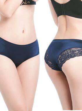5件蕾丝冰丝大码女三角内裤Women Underwear plus size Panties