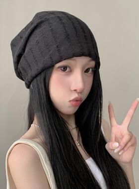 白色花朵蕾丝包头帽女夏季薄款透气堆堆帽子百搭显脸小冷帽套头帽