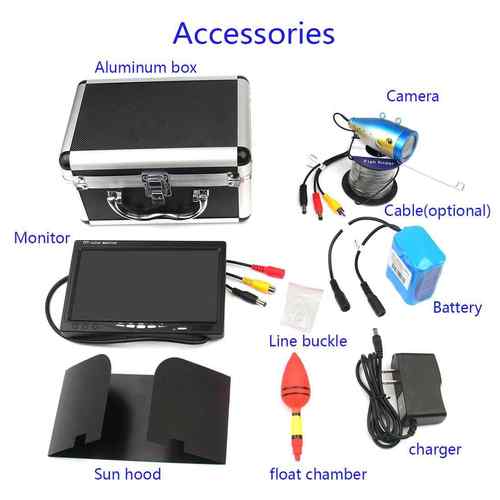 山一视达7寸30米高清可视钓鱼器水下摄像头探鱼器钓鱼具摄像机 - 图1