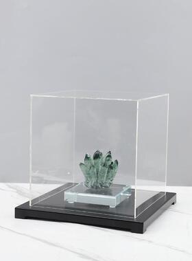 现代简约亚克力绿水晶簇艺术摆件客厅卧室玄关书房软装家居装饰品