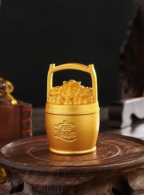 新款直销新款黄铜一桶金摆件日进斗金元宝一桶金招财水桶居室玄关