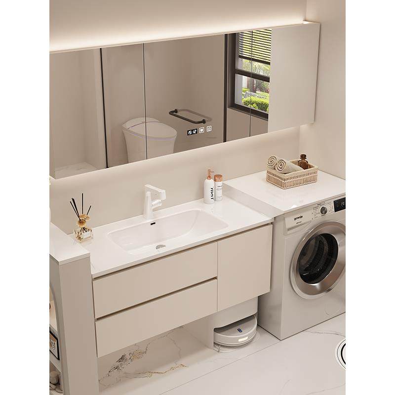 陶瓷一体盆洗衣机柜组合现代简约浴室柜卫生间洗手台洗脸盆柜岩板,淘宝优惠券,粉丝福利购,淘宝优惠卷
