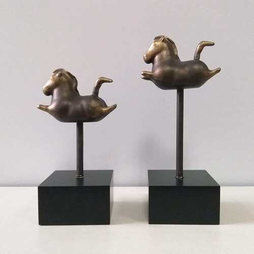 创意金属工艺品小骏马新中式铁艺玄关客厅大件家居摆件 - 图0