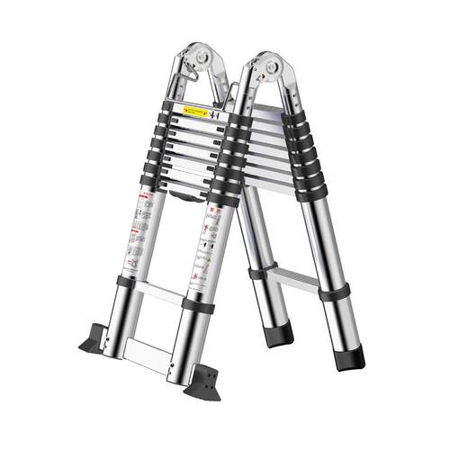 铝合金人字形伸缩梯加厚收缩双面梯家用多功能折叠梯接头两用梯项 - 图2