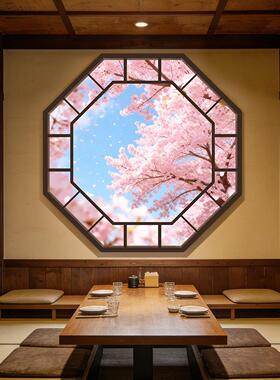 新中式假窗户灯箱挂画民宿餐厅火锅饭店装饰画竹影宋氏美学小轩窗