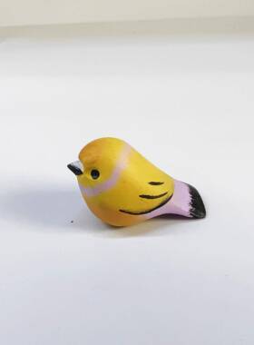 手工木雕打光小胖鸟摆件手绘小鸟礼品冠蓝鸦鹦鹉麻雀摆件