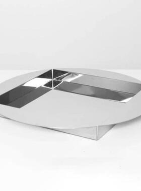 现列代轻奢极ZJU样简不锈钢方圆镜面盘托家用板房装饰陈高端收纳