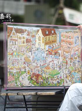 猫的天空之城拼图亚克力相框画框拼图框彩色透明装裱a4中空双面
